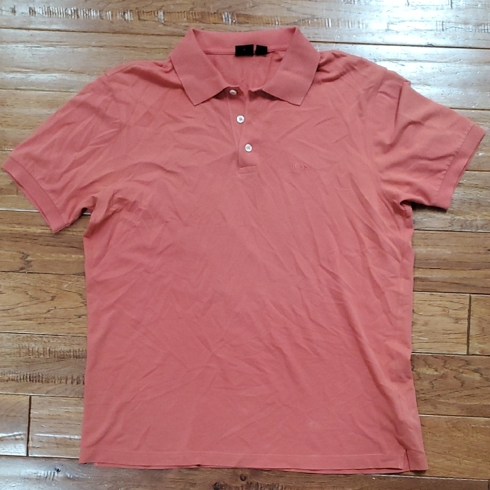 Hugo Boss Ferrara Flag Pima Cotton Men's Coral Polo Shirt